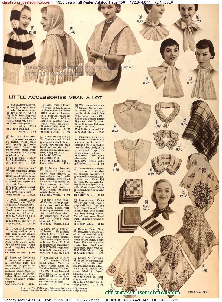 1956 Sears Fall Winter Catalog, Page 158