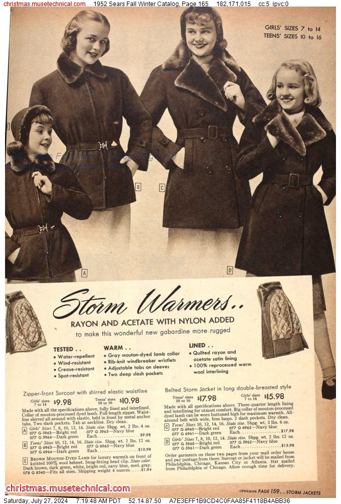 1952 Sears Fall Winter Catalog, Page 165