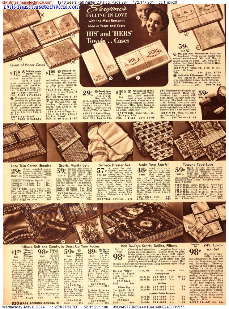 1940 Sears Fall Winter Catalog, Page 884