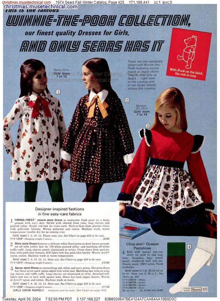 1974 Sears Fall Winter Catalog, Page 425