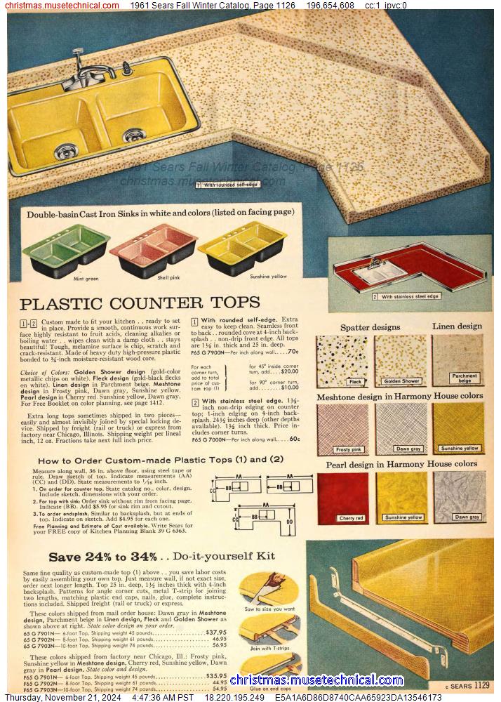 1961 Sears Fall Winter Catalog, Page 1126