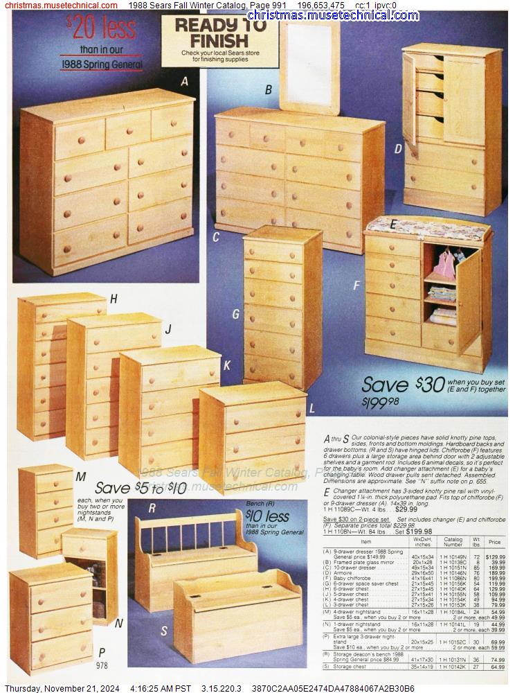 1988 Sears Fall Winter Catalog, Page 991