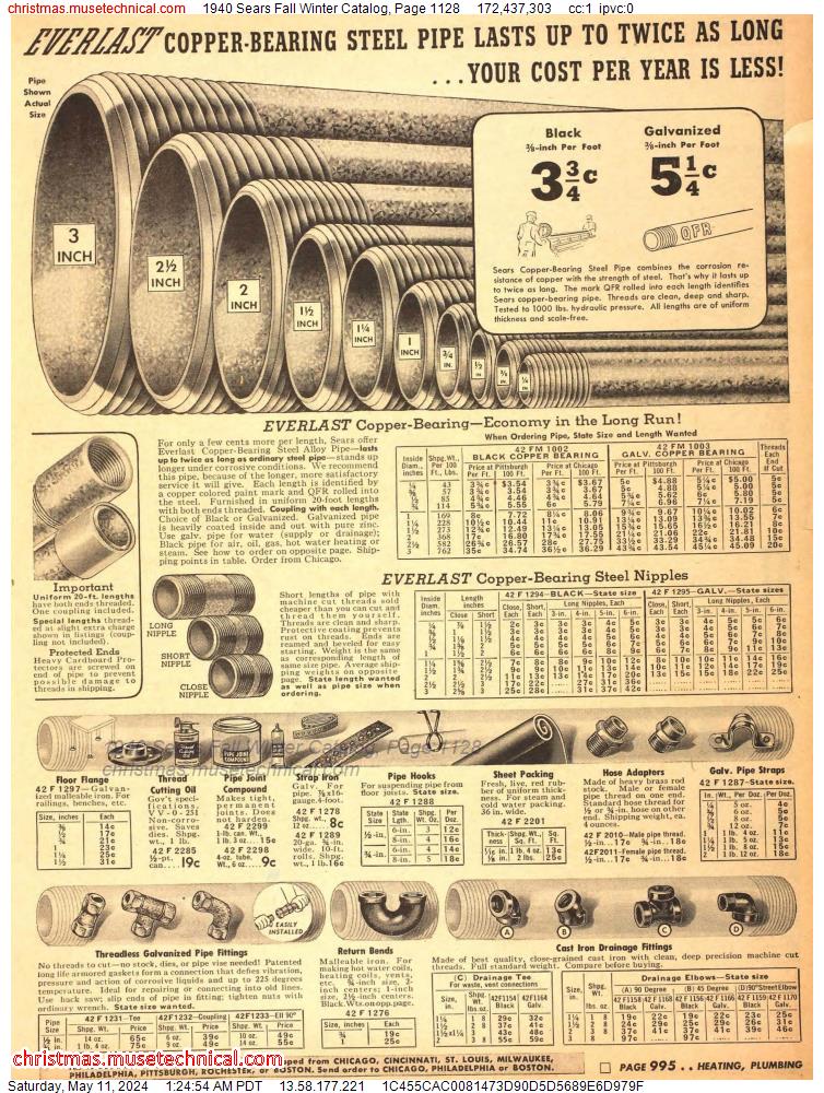 1940 Sears Fall Winter Catalog, Page 1128