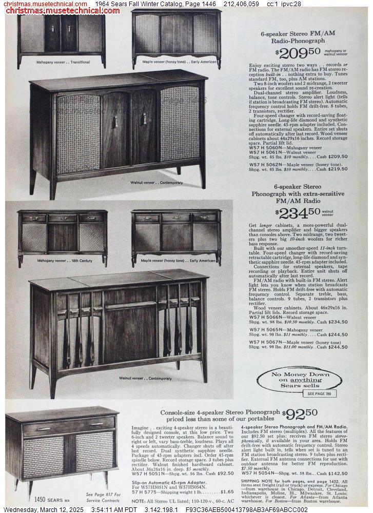 1964 Sears Fall Winter Catalog, Page 1446