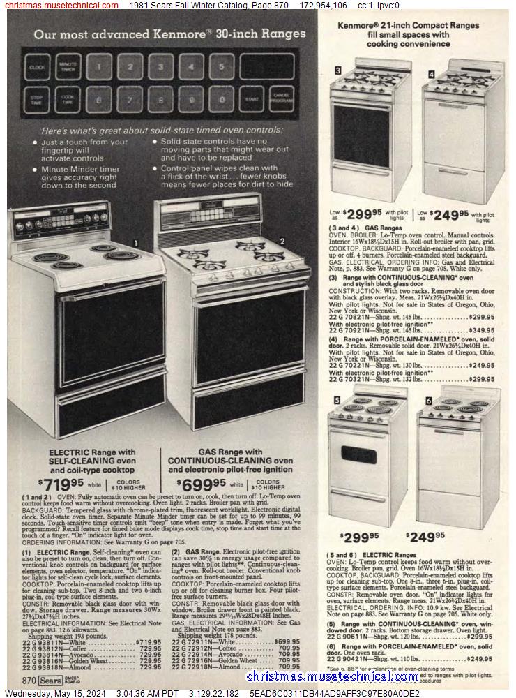 1981 Sears Fall Winter Catalog, Page 870