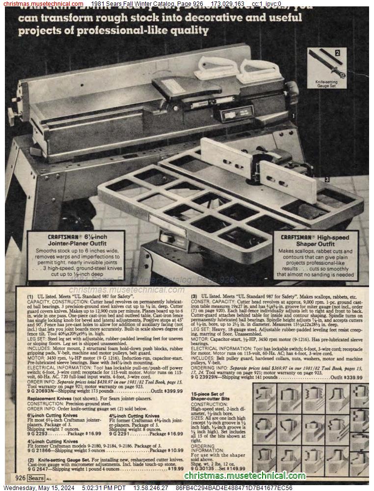 1981 Sears Fall Winter Catalog, Page 926