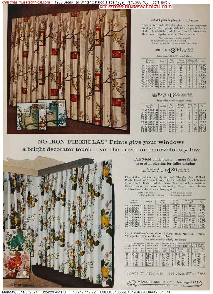 1965 Sears Fall Winter Catalog, Page 1789