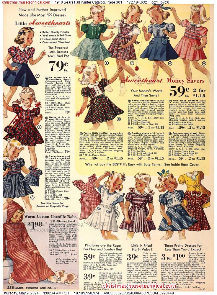 1940 Sears Fall Winter Catalog, Page 301