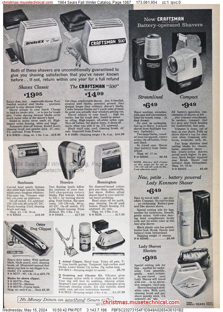 1964 Sears Fall Winter Catalog, Page 1067
