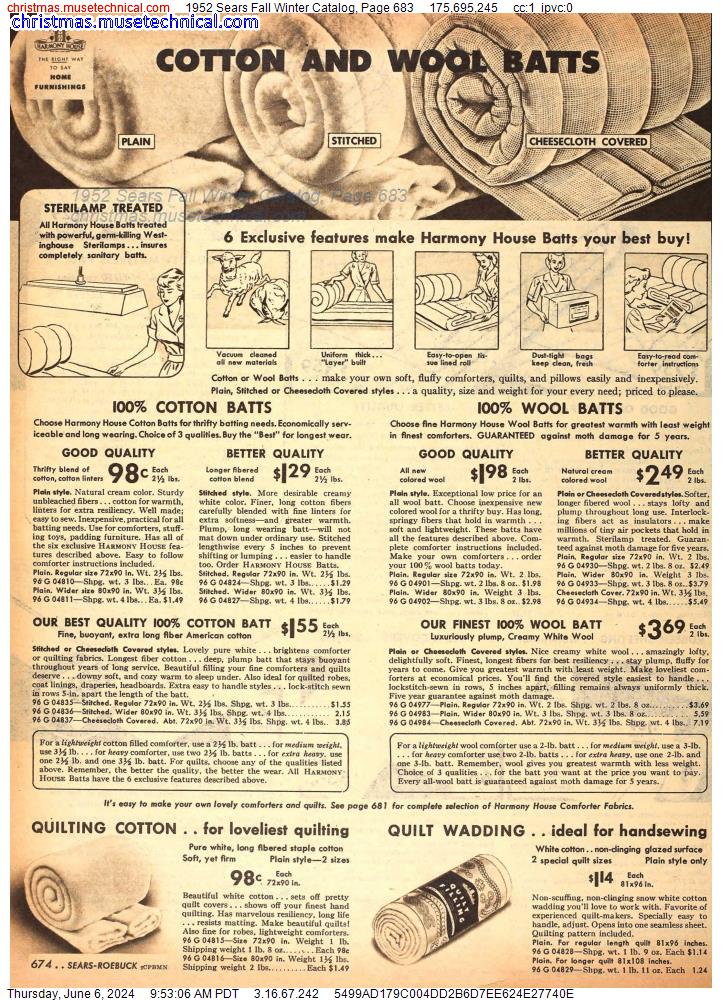 1952 Sears Fall Winter Catalog, Page 683