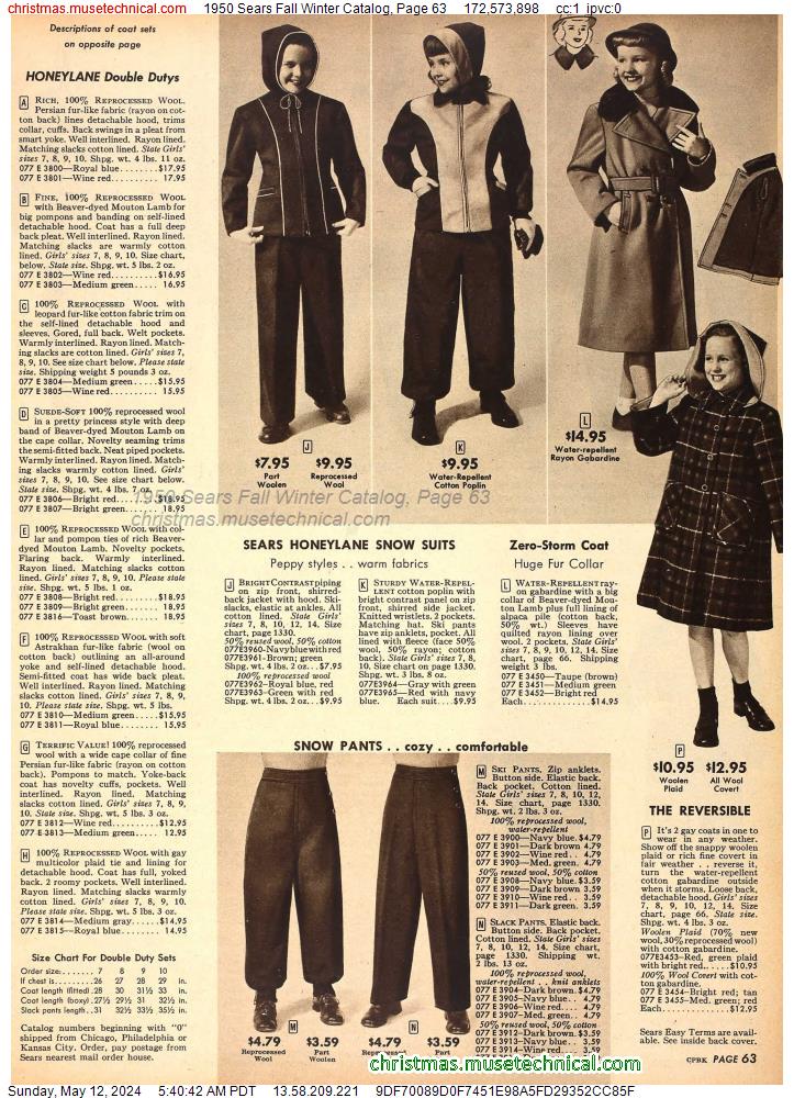 1950 Sears Fall Winter Catalog, Page 63