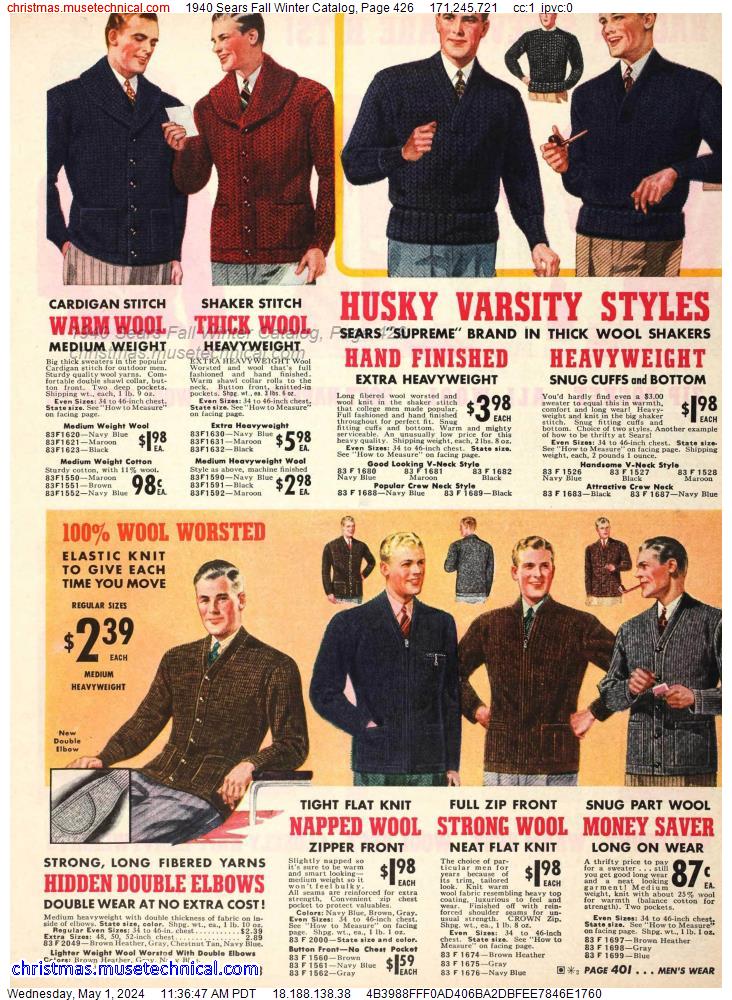1940 Sears Fall Winter Catalog, Page 426