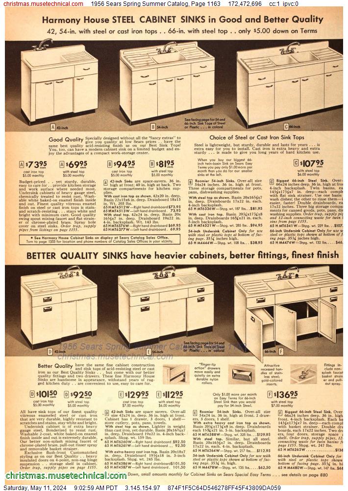1956 Sears Spring Summer Catalog, Page 1163