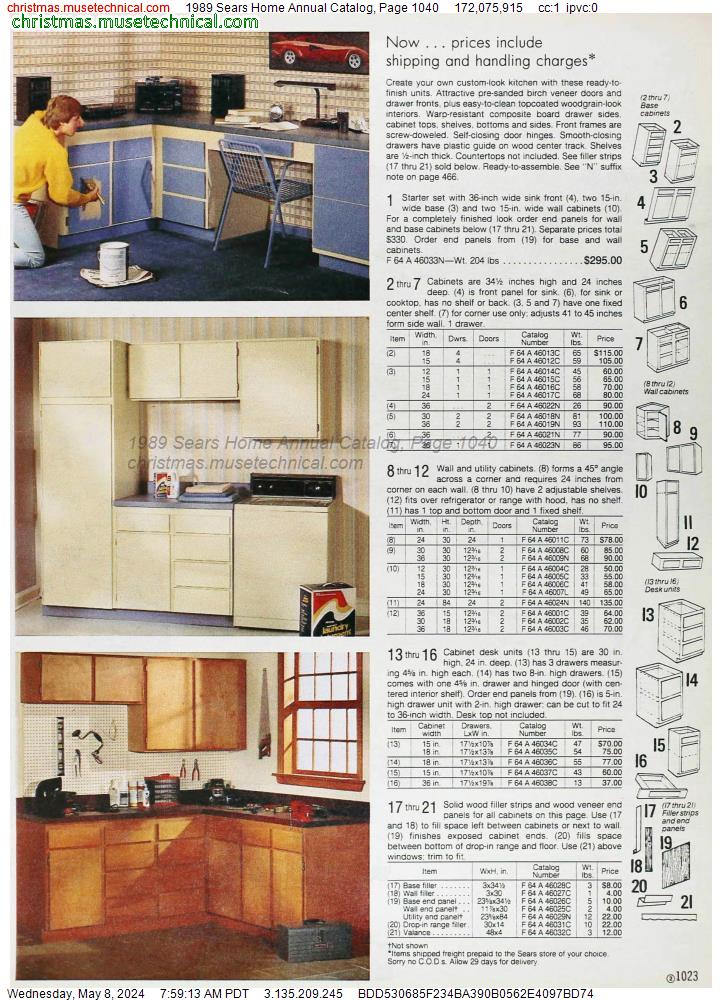 1989 Sears Home Annual Catalog, Page 1040
