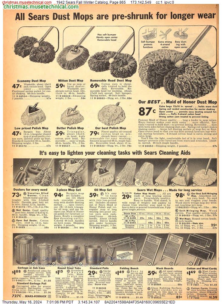 1942 Sears Fall Winter Catalog, Page 865