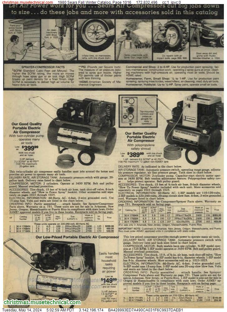 1980 Sears Fall Winter Catalog, Page 1016
