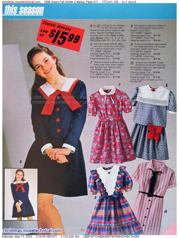 1986 Sears Fall Winter Catalog, Page 311
