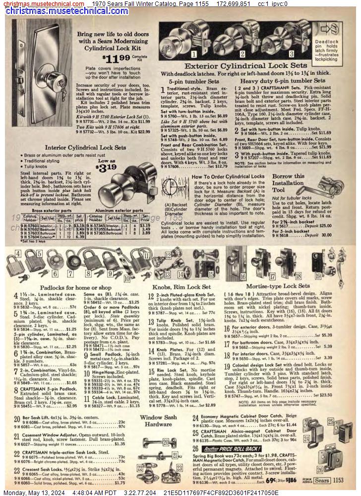 1970 Sears Fall Winter Catalog, Page 1155