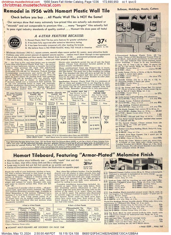 1956 Sears Fall Winter Catalog, Page 1336