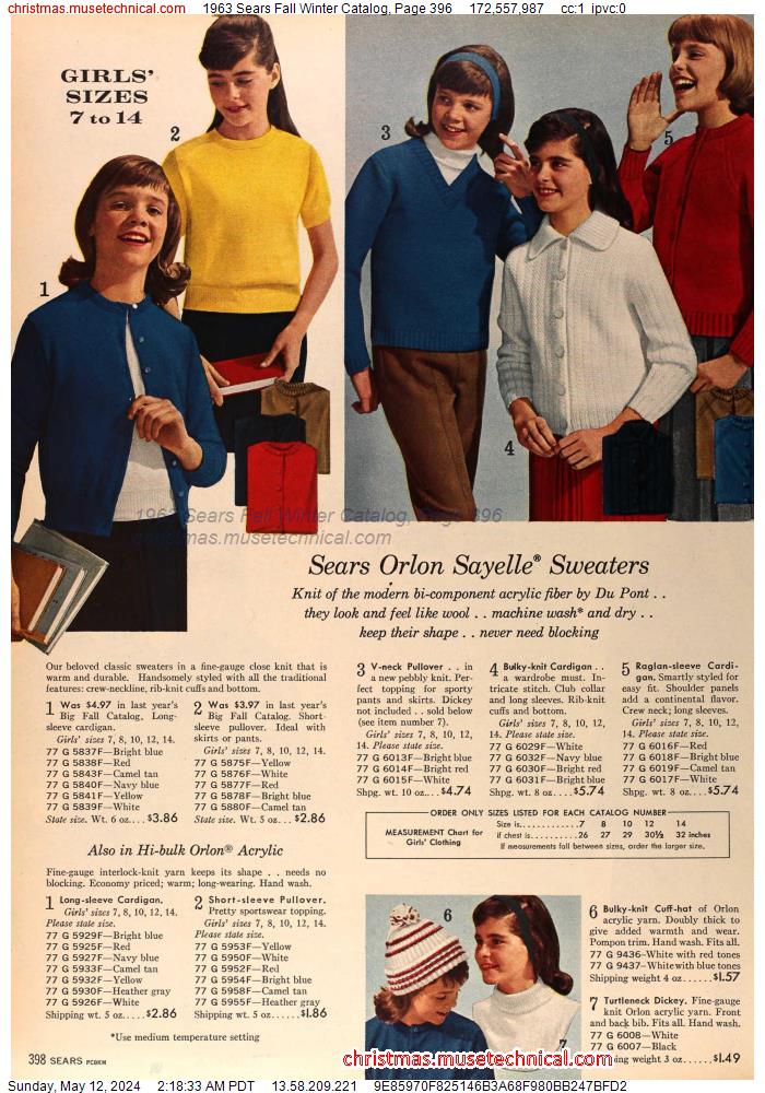 1963 Sears Fall Winter Catalog, Page 396