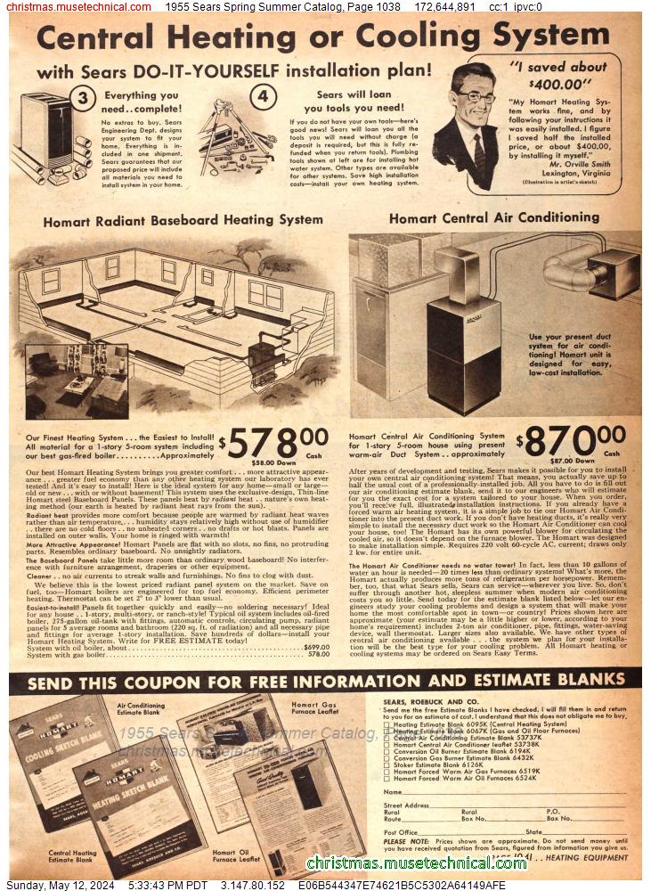 1955 Sears Spring Summer Catalog, Page 1038
