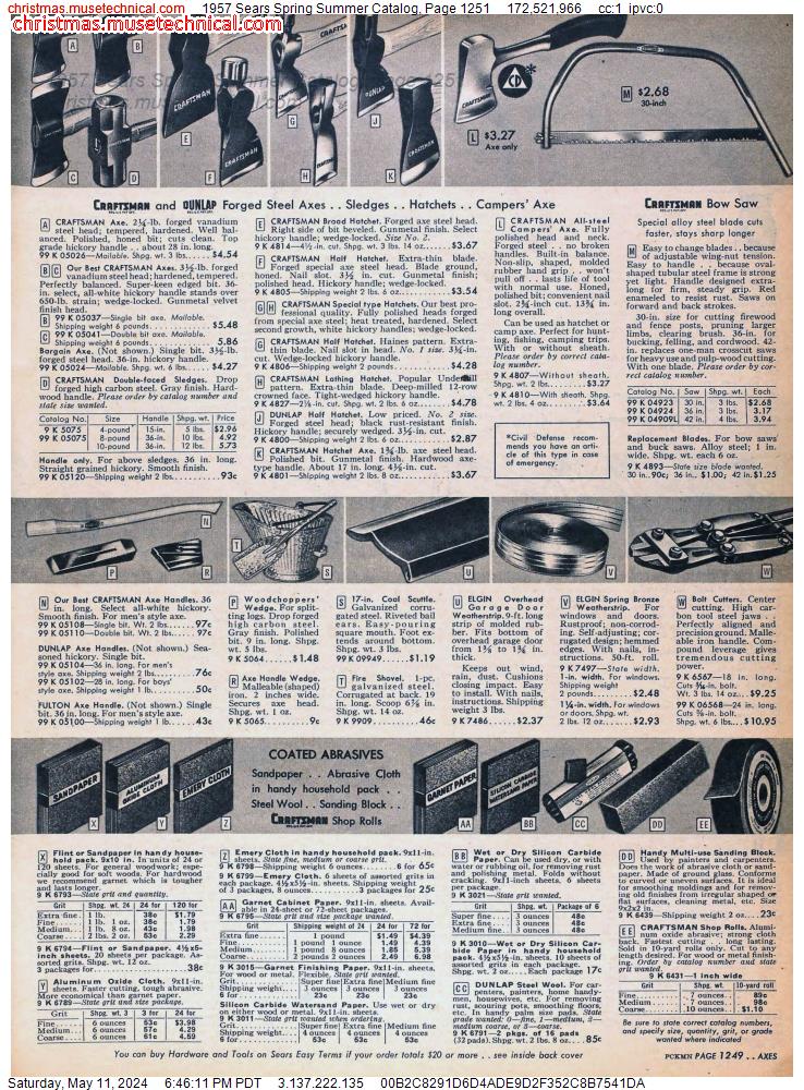 1957 Sears Spring Summer Catalog, Page 1251