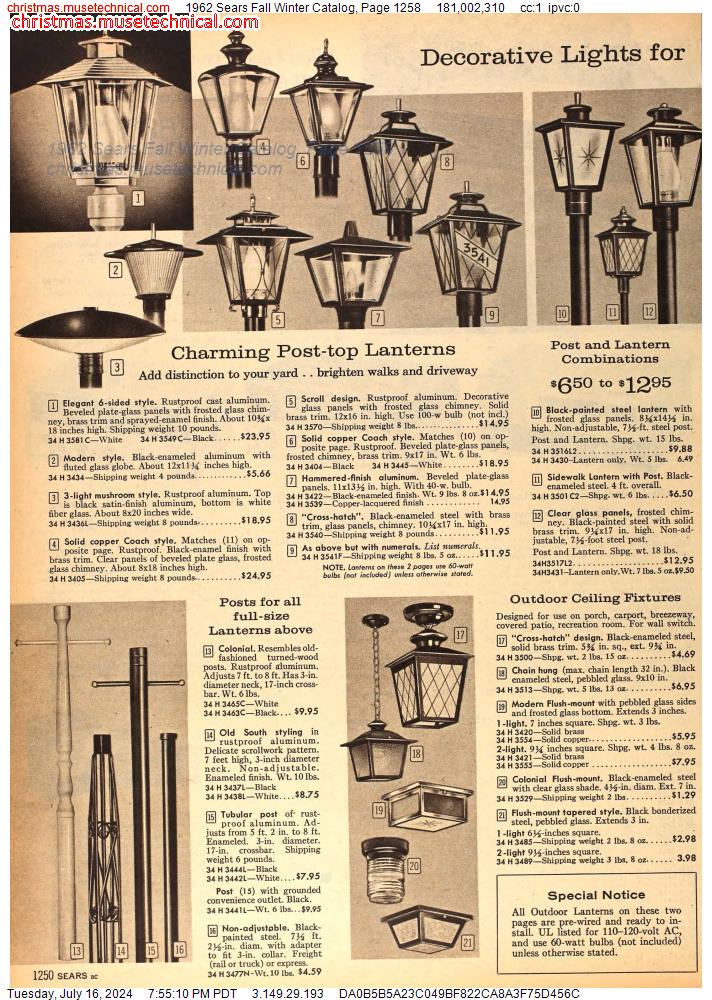 1962 Sears Fall Winter Catalog, Page 1258