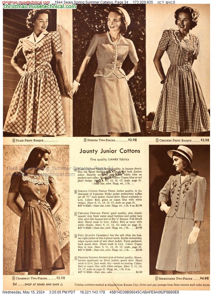 1944 Sears Spring Summer Catalog, Page 34