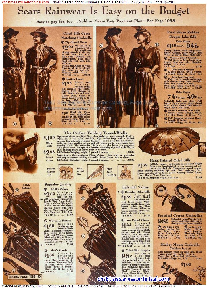 1940 Sears Spring Summer Catalog, Page 205
