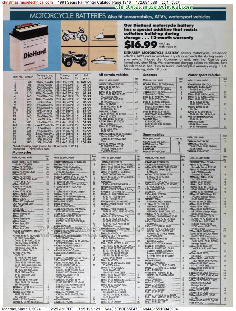 1991 Sears Fall Winter Catalog, Page 1316