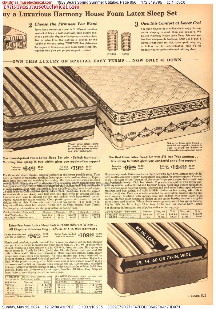 1958 Sears Spring Summer Catalog, Page 856