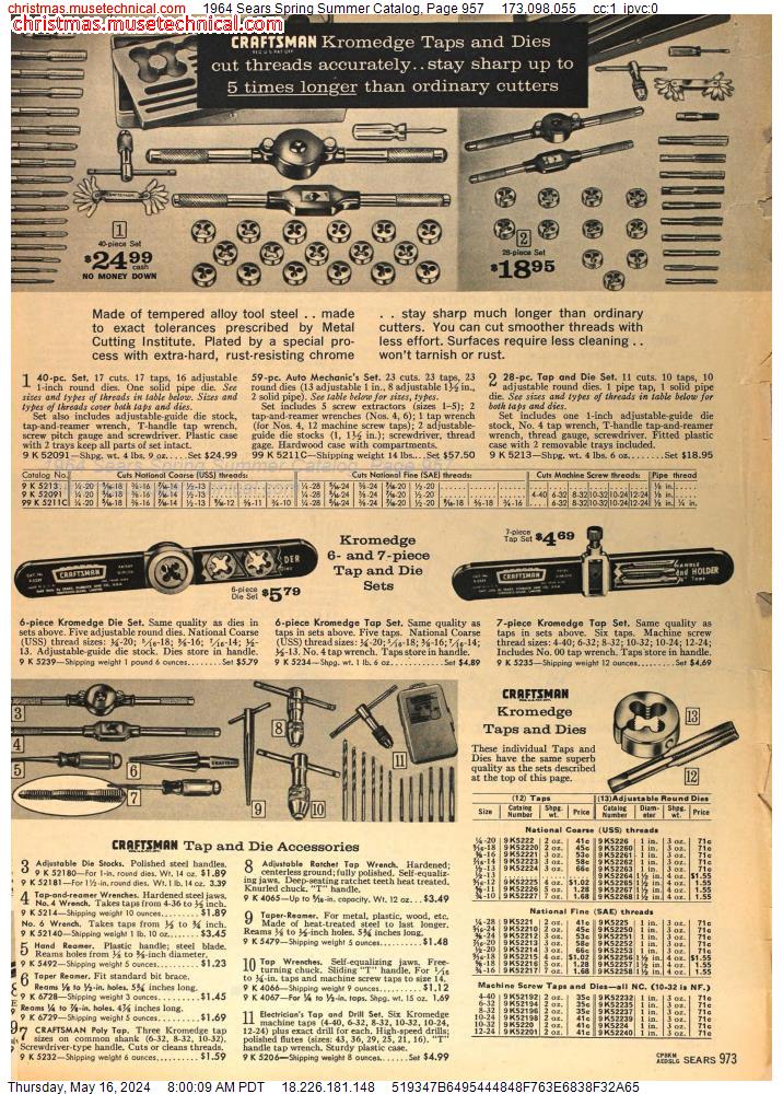 1964 Sears Spring Summer Catalog, Page 957