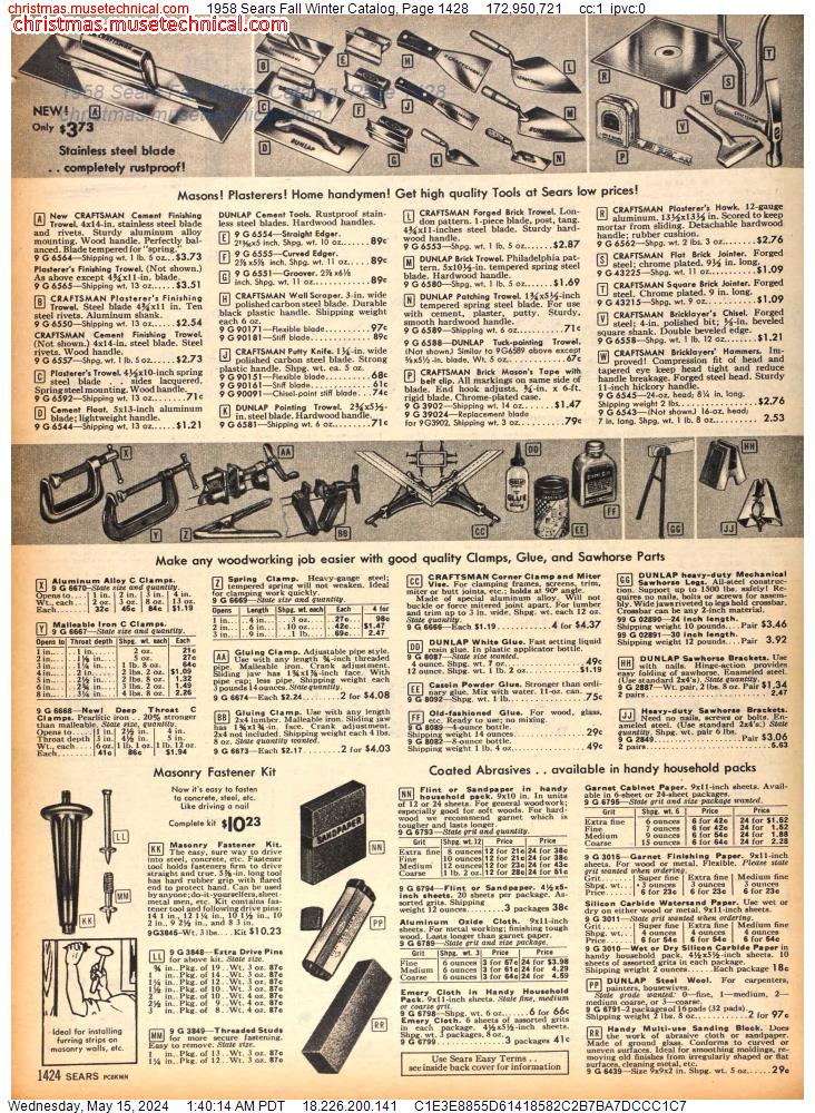 1958 Sears Fall Winter Catalog, Page 1428