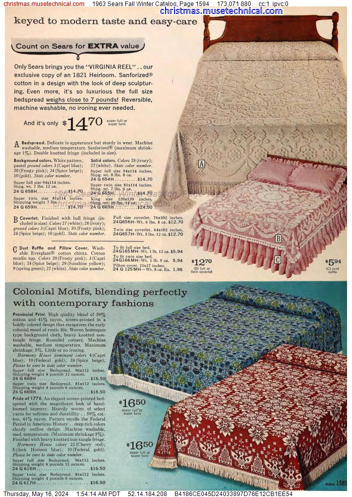 1963 Sears Fall Winter Catalog, Page 1594