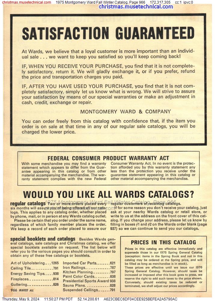 1975 Montgomery Ward Fall Winter Catalog, Page 966