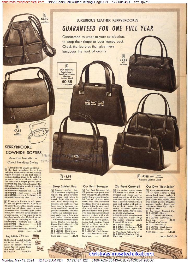 1955 Sears Fall Winter Catalog, Page 131