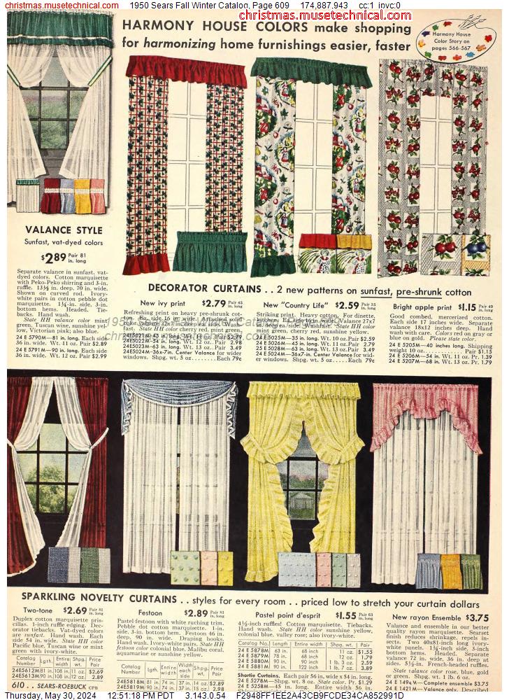 1950 Sears Fall Winter Catalog, Page 609