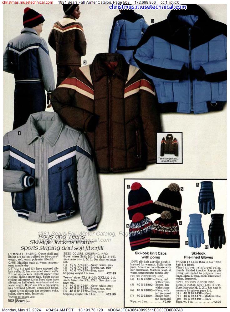 1981 Sears Fall Winter Catalog, Page 508