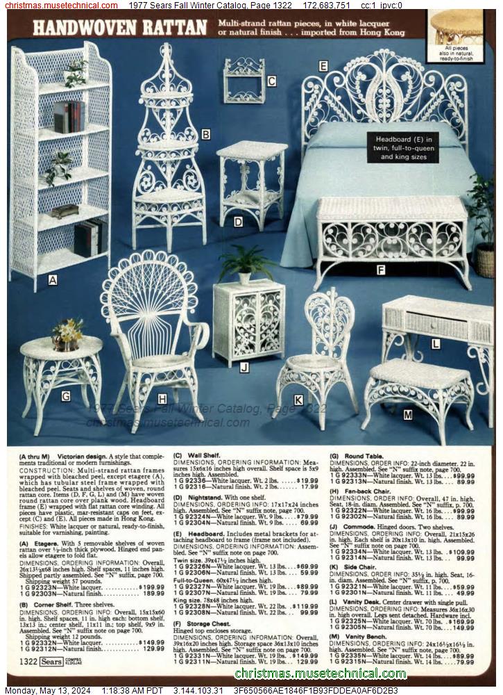 1977 Sears Fall Winter Catalog, Page 1322