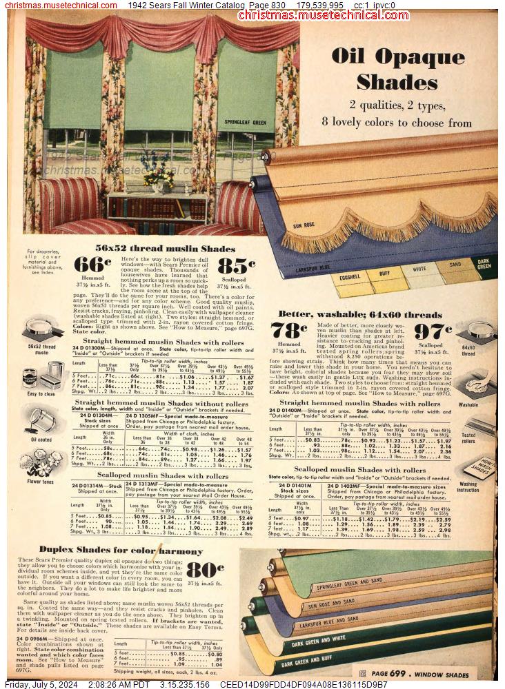 1942 Sears Fall Winter Catalog, Page 830