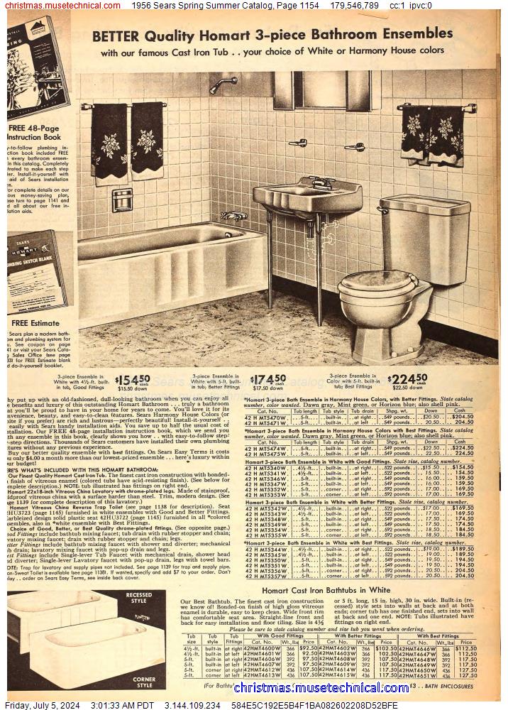 1956 Sears Spring Summer Catalog, Page 1154