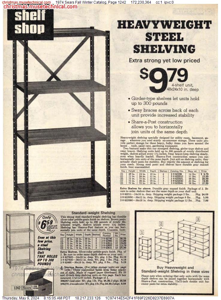 1974 Sears Fall Winter Catalog, Page 1242