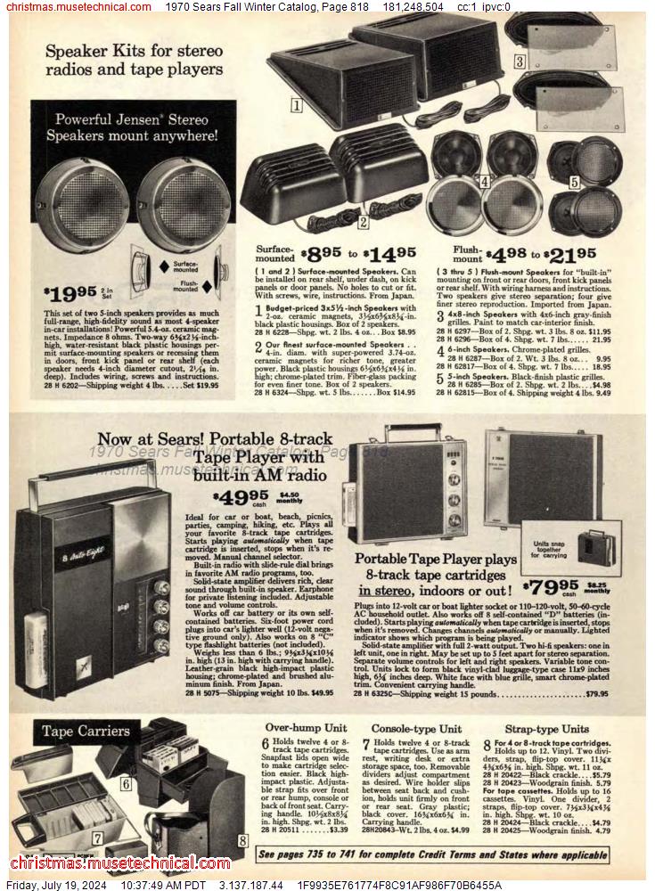 1970 Sears Fall Winter Catalog, Page 818