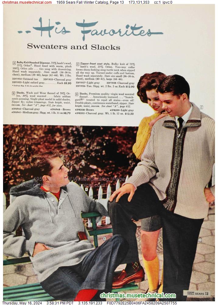 1959 Sears Fall Winter Catalog, Page 13