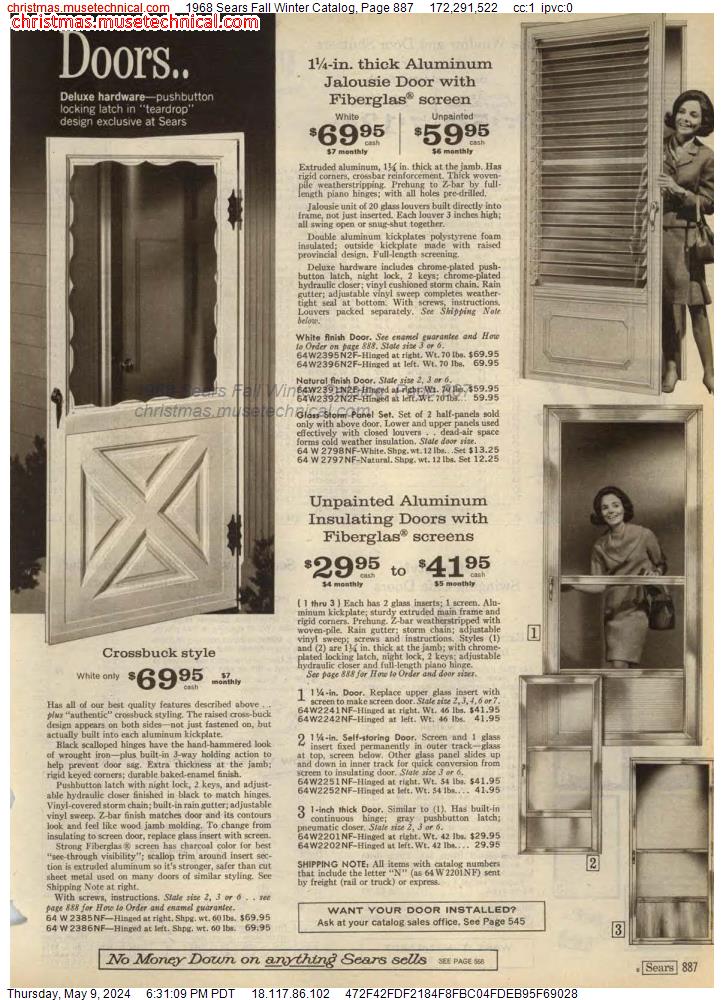 1968 Sears Fall Winter Catalog, Page 887
