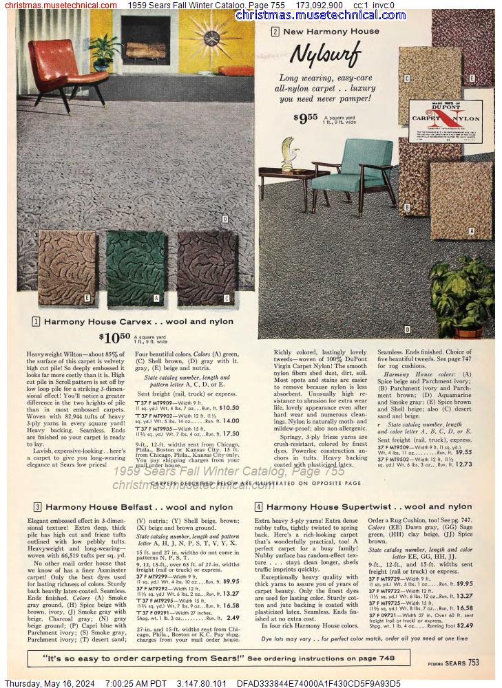 1959 Sears Fall Winter Catalog, Page 755