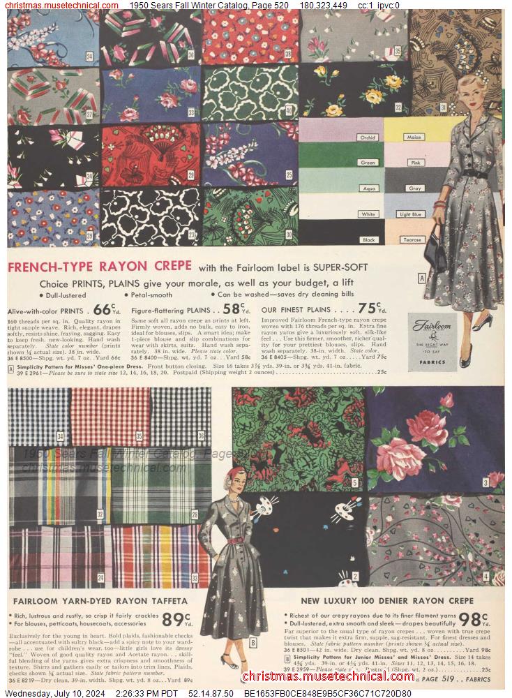 1950 Sears Fall Winter Catalog, Page 520