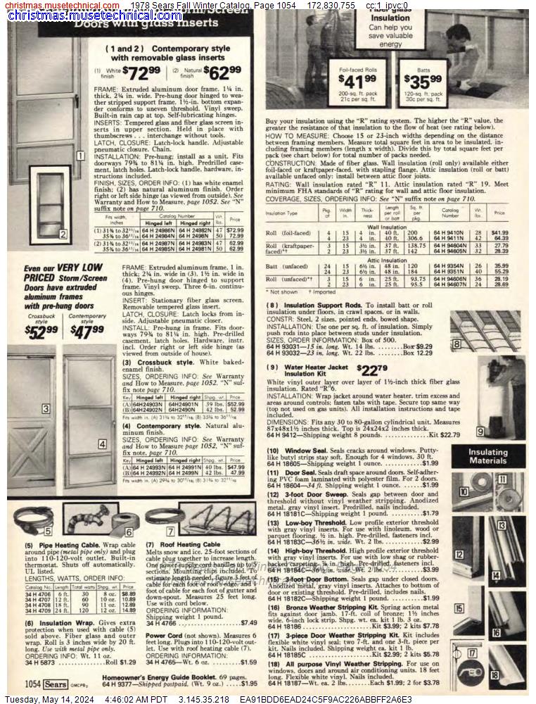 1978 Sears Fall Winter Catalog, Page 1054