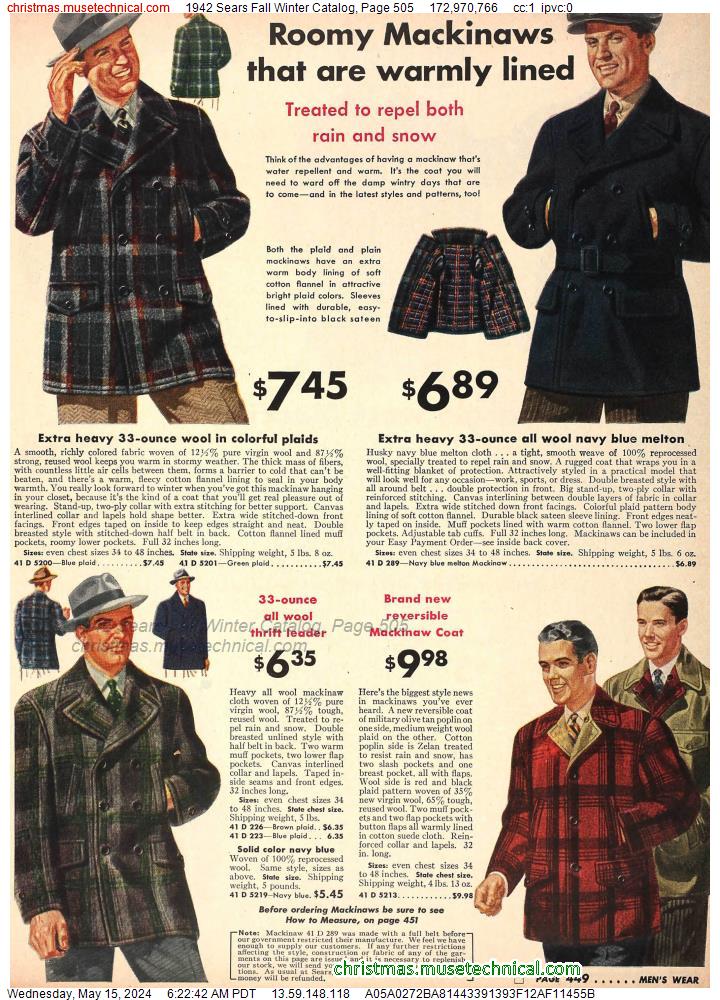 1942 Sears Fall Winter Catalog, Page 505