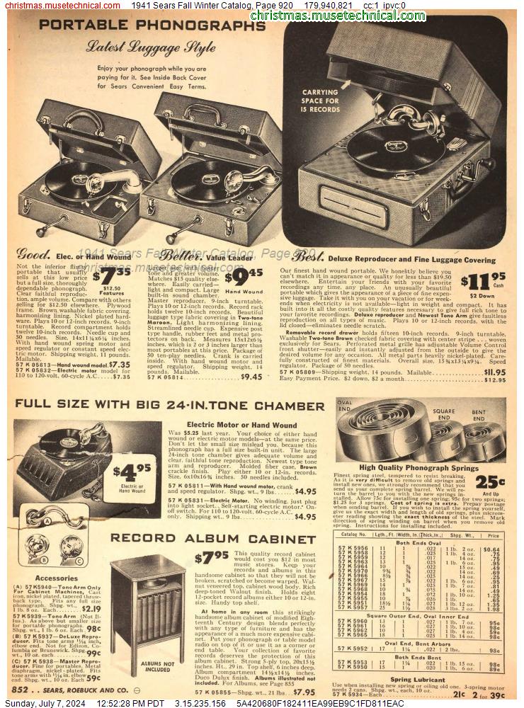 1941 Sears Fall Winter Catalog, Page 920